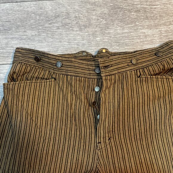 VTG Vah Maker two-toned striped saddle carpenter Pants Made In USA Size 38 / 40 - Picture 2 of 8
